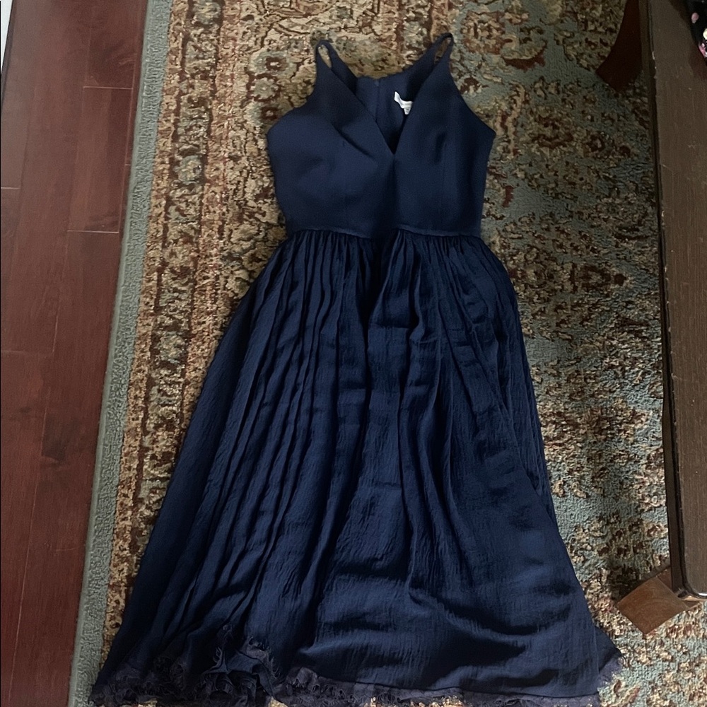 Dress the Population Alicia mixed media dress in blue